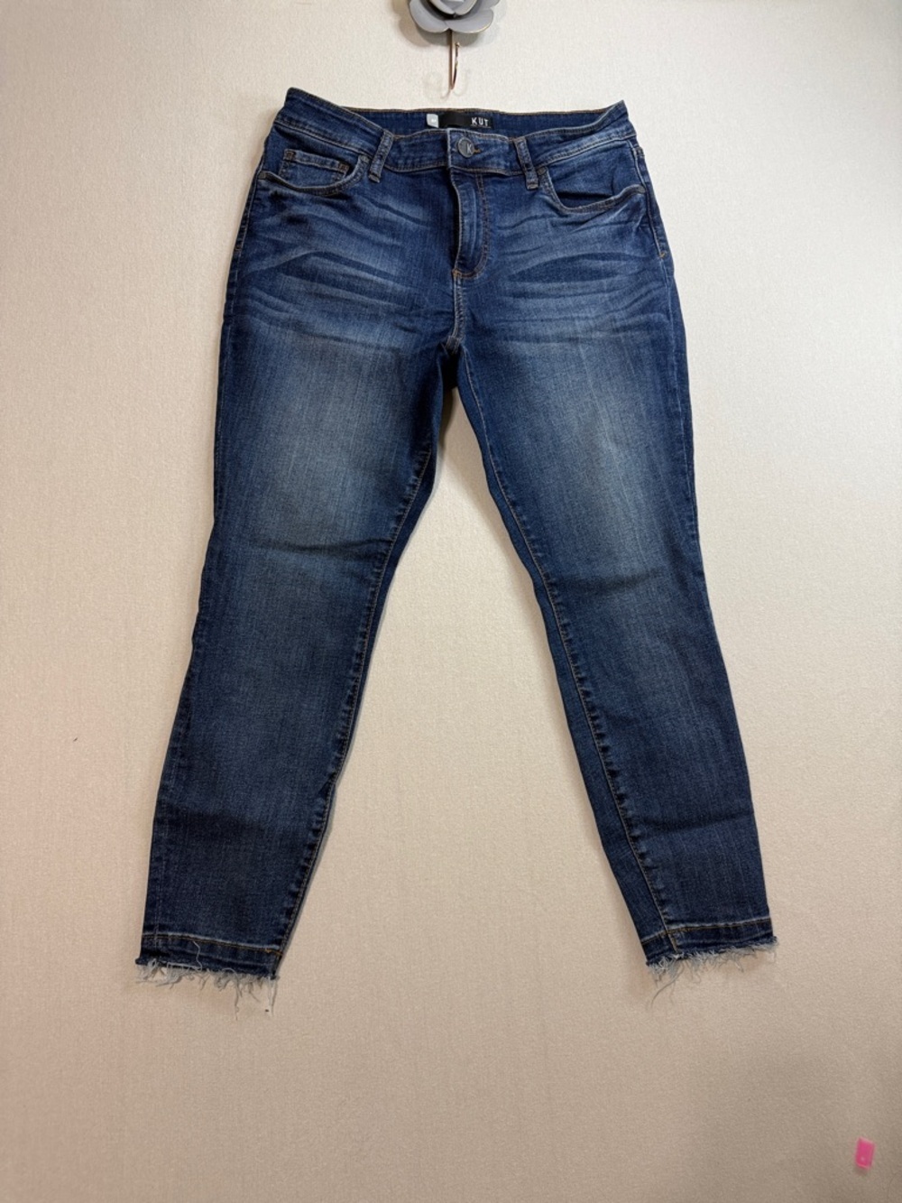 Kut from the Kloth Indigo Frayed Ankle Cropped Jeans